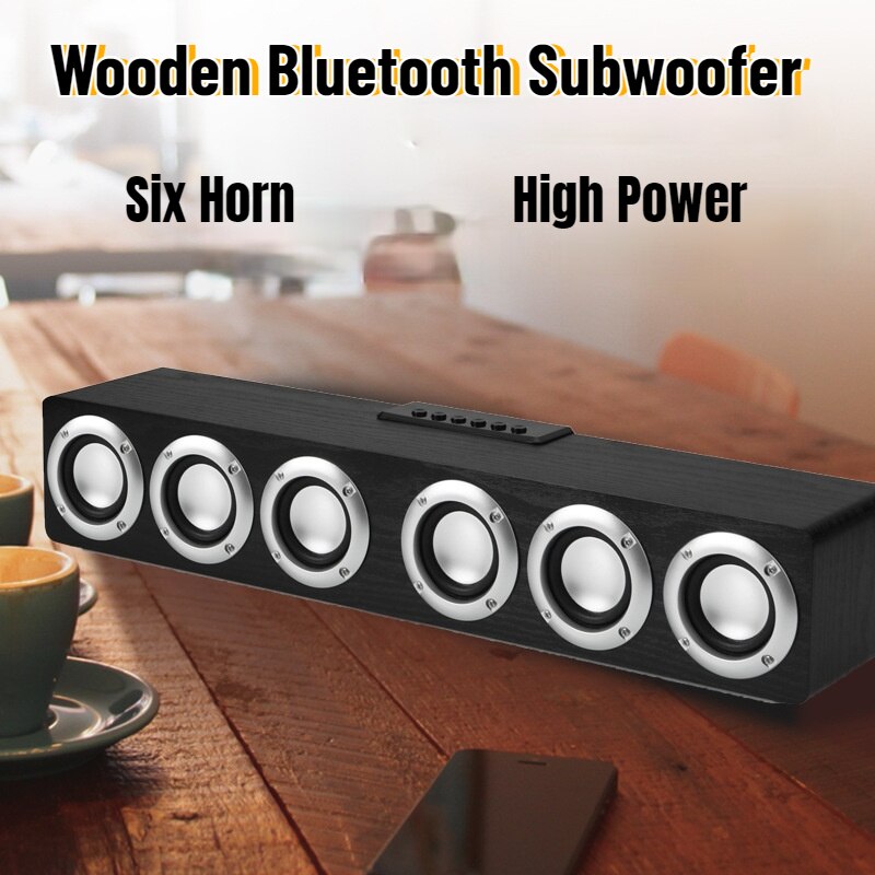 Houten Draadloze Bluetooth Speaker Computer Speakers Soundbar Voor Tv Pc Laptop Home Theater Surround Audio Hifi Stereo Subwoofer