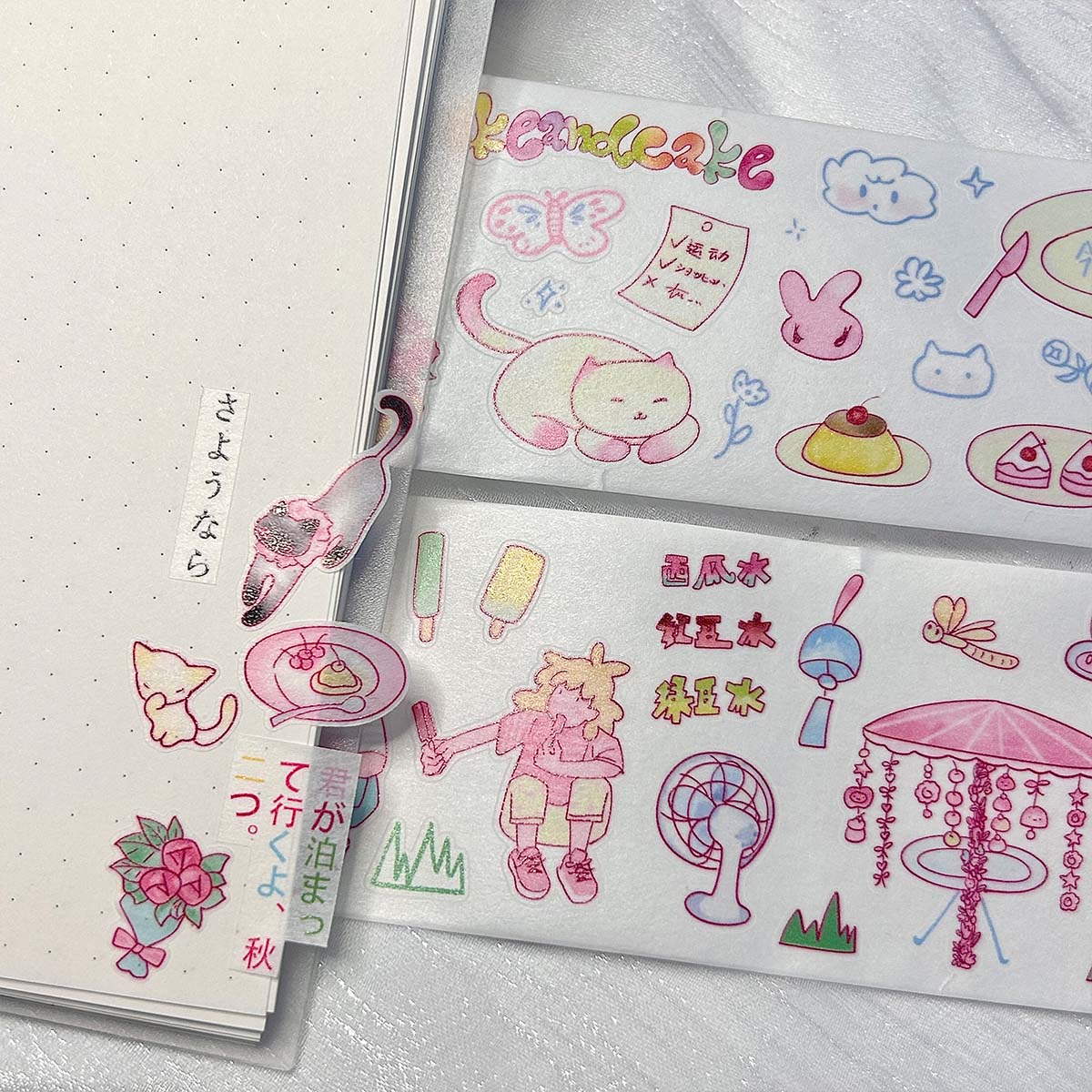 Calcomanía de corte para álbum de recortes, cinta Washi dibujada a mano, cinta adhesiva de cómic, cinta adhesiva Kawaii, manualidades, álbum, diario, planificador