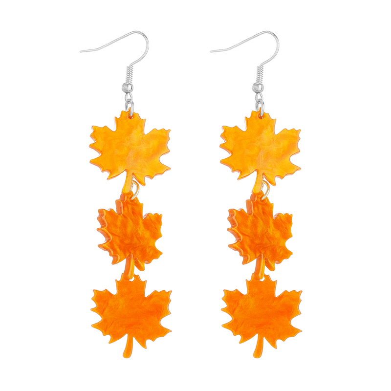 YAOLOGE Plant Red Maple Leaf Leaves Long Pendant Earrings For Women Trendy Ear Hook Acrylic Jewelry Party