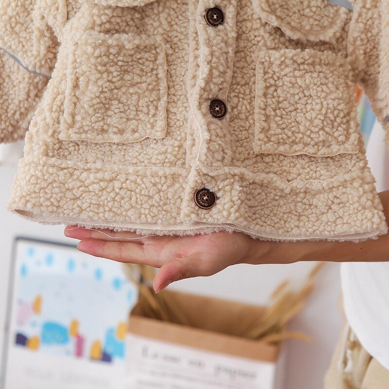 Winter Baby Jungen Dicken Plüsch Vlies Revers Kragen Langarm lässig Jacken freundlicher freundlicher Warme Oberbekleidung Mäntel Casaco