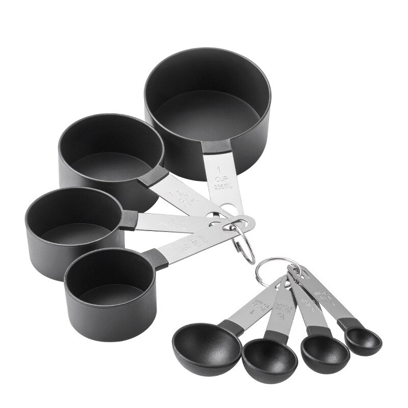 5/10pcs Measuring Tools Kitchen Measuring Spoons Teaspoon Sugar Scoop Cake Baking Flour Measuring Cups Kitchen Measuring Spoons: Black set