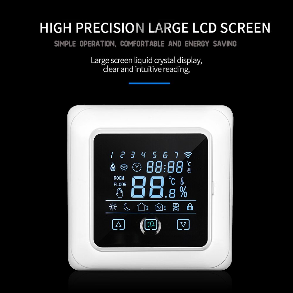 Trådlös programmerbar termostat med wifi elvärme med lcd pekskärm smart golvvärmepanna