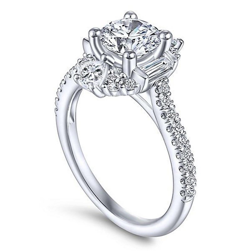 Huitan Verklaring Ring met Halo Wit Zirconia Prong Instellen Lover's Beste Valentines Trouwringen voor Vriendin