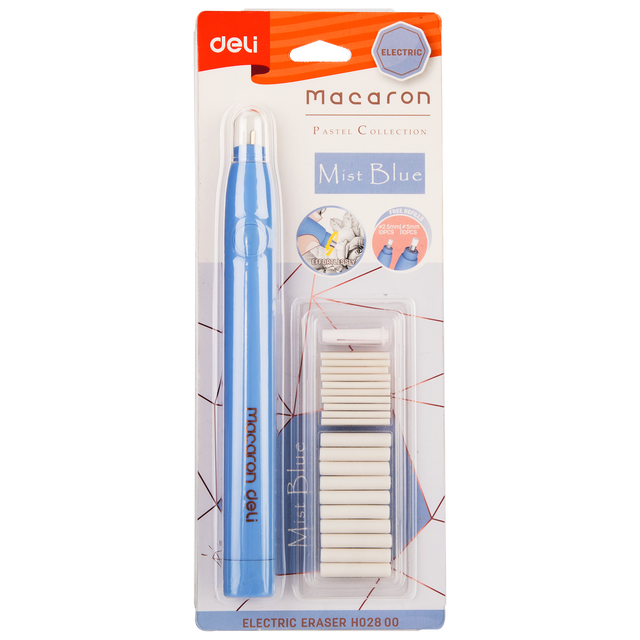 DELI Electric Pencil Eraser Drawing Rubber Electronic Erasers Refills for Kids Students School Office Supplies: Blue
