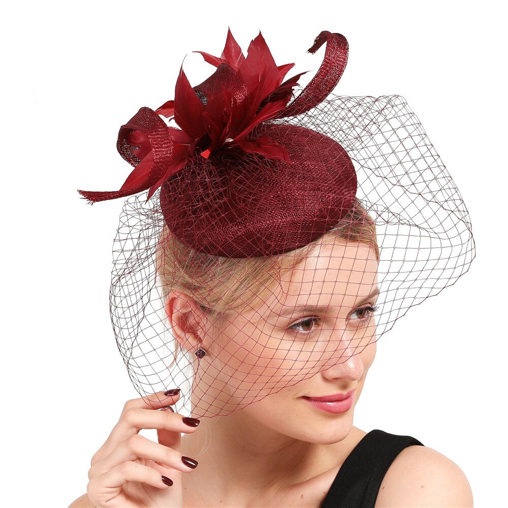 Chapeau de soirée pour femmes, couvre-chef pour fête de mariage, église, couvre-chef, filet pour le visage, accessoires pour cheveux: Default Title