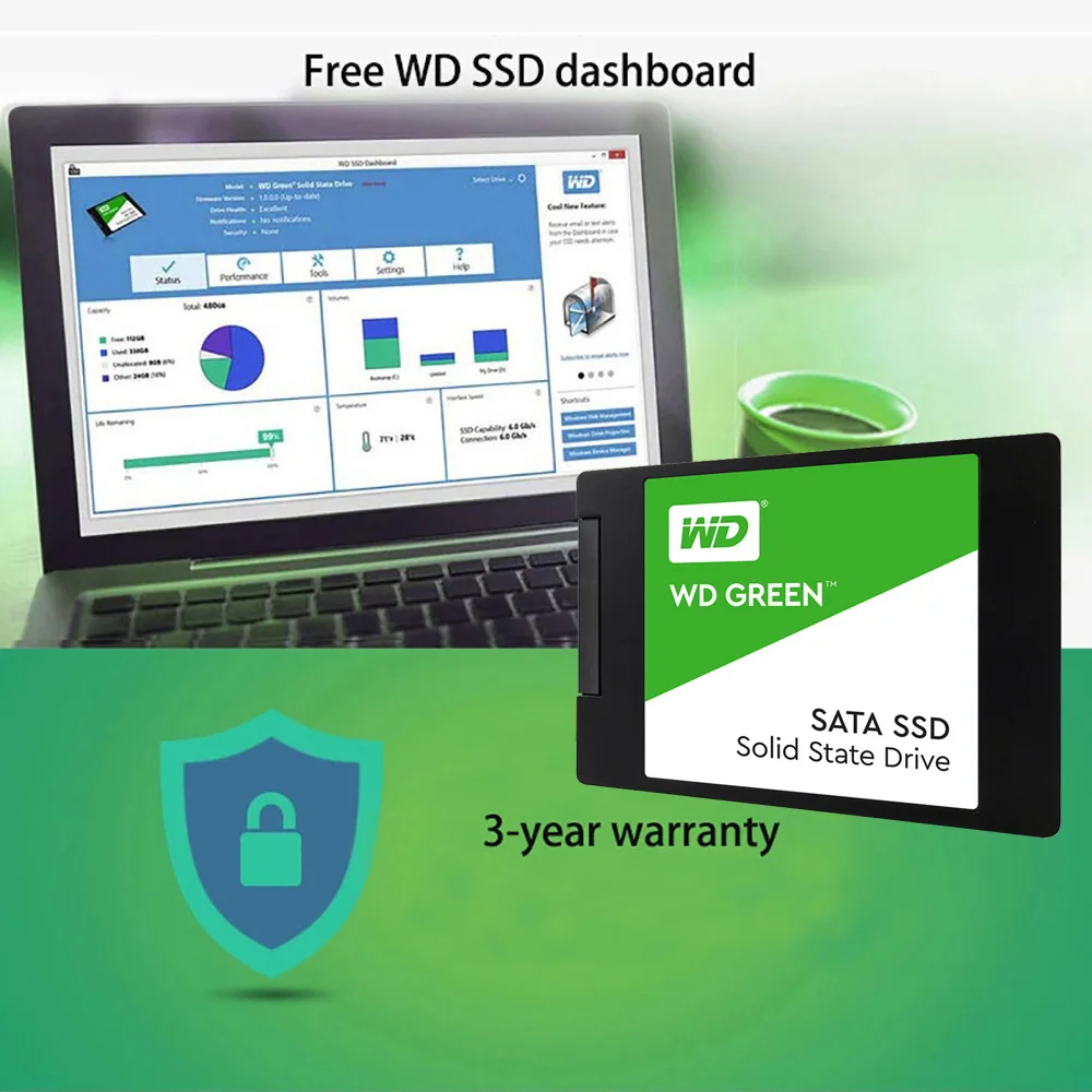 Original Western Digital WD Green Disk SSD SAT3.0 Serial Port 2.5 inch Desktop Laptop Office Solid State