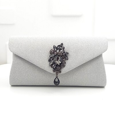 Women Evening Bag female minaudiere Clutch bag wedding bridal Party bag female evening handbag ladies shoulder Messenger bag: sliver