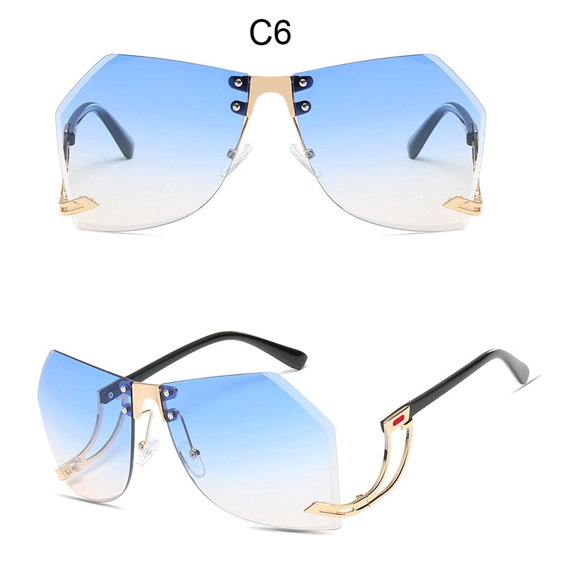 Uregelmæssige kantløse solbriller kvinder mærke legeringsramme oversize gradient solbriller kvindelige klare nuancer: 6