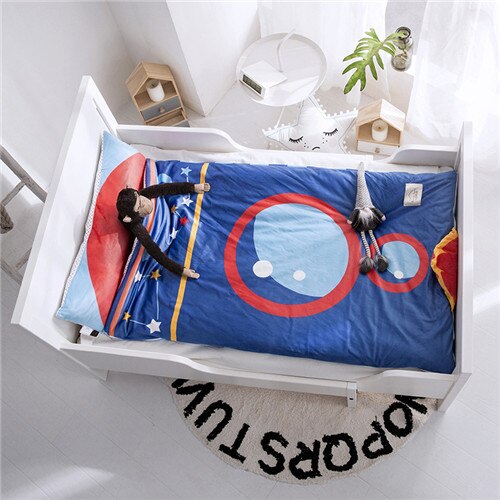 Home bed baby sleeping bag 100% Cotton + soft fleece Boy Girl Child fleabag AB side fox bear mothercare kids body cover 70*150cm: huojian