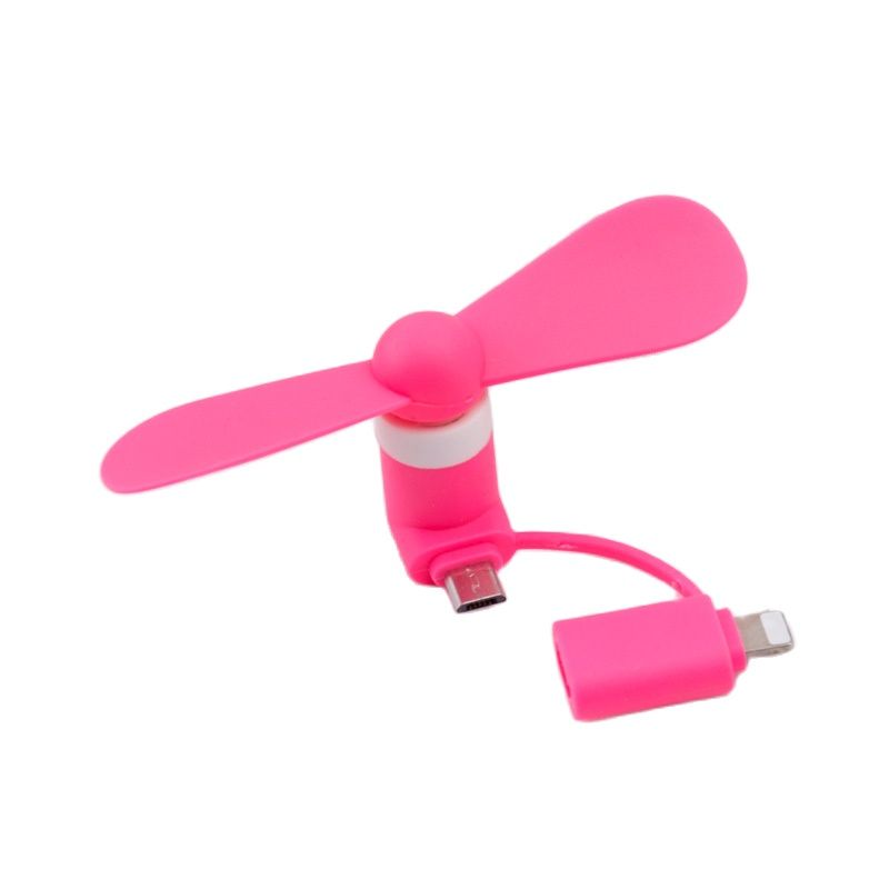 2 IN 1 Reise Tragbare Handy Mini Fan Kühlung Kühler Für iPhone 5 6 6S 7 Plus 8 X für Android Typ-c: Rosa