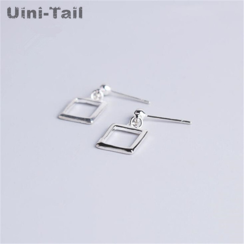 Uini-tail quente novo 925 sterling silver geometria minimalista brincos quadrados personalidade coreana temperamento simples selvagem sexy