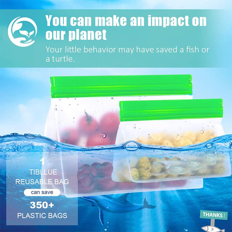 3 Sizes Reusable Stand Up Food Storage Bag Set Leakproof Freezer Food Sealing Bag Kitchen Organizer Fresh Shut Bags BPA Free