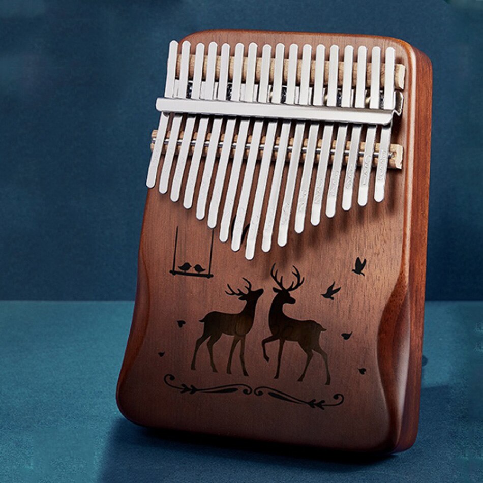 Mahogany Kalimba 17Key Thumb Piano Portable Mbira Finger Piano for Kids and Piano Beginner Musical Instrument: Semi Retro color