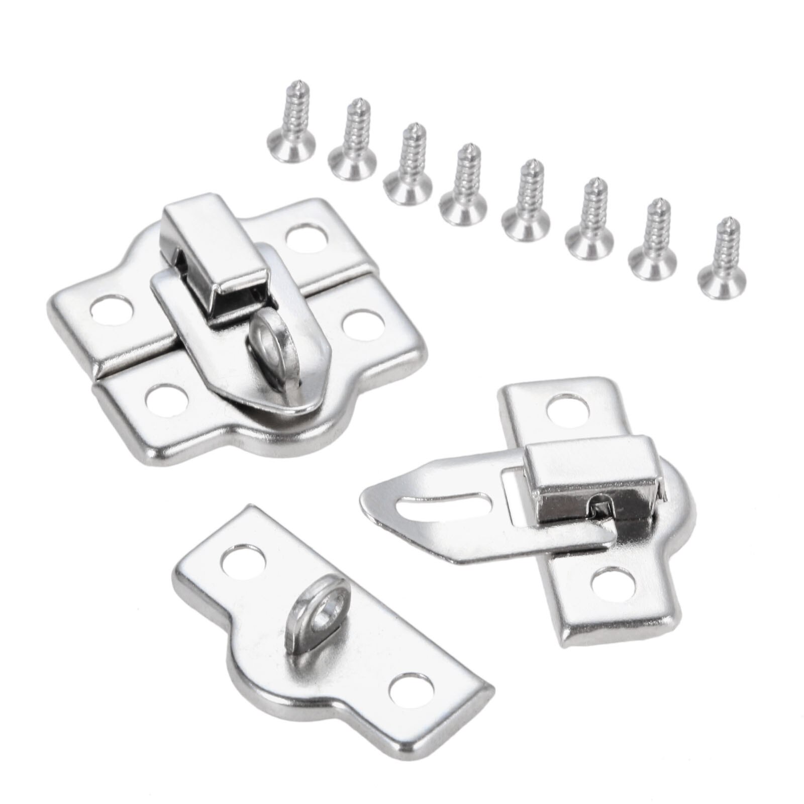 20-2pcs Silver Box Latch Lock Clasps Alloy Toggle Hasp Hook Lockable Jewelry Chest Wine Wooden Box Case with screws 26x28mm