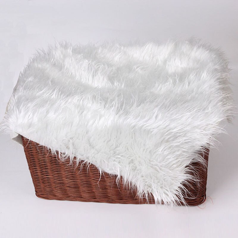 50*50cm Newborn Baby Photography Props Blankets Infant Fur Stretch Yarn Wrapped Props Blanket Outfit Photo Props: White