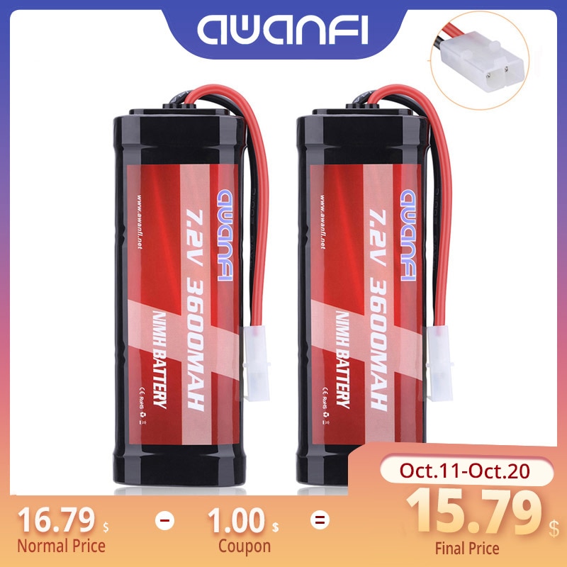 AWANFI 7.2V 3600mAh RC Car Battery Tamiya Connector High Power NiMH Battery for RC Car Truck Traxxas LOSI Associated HPI Kyosho