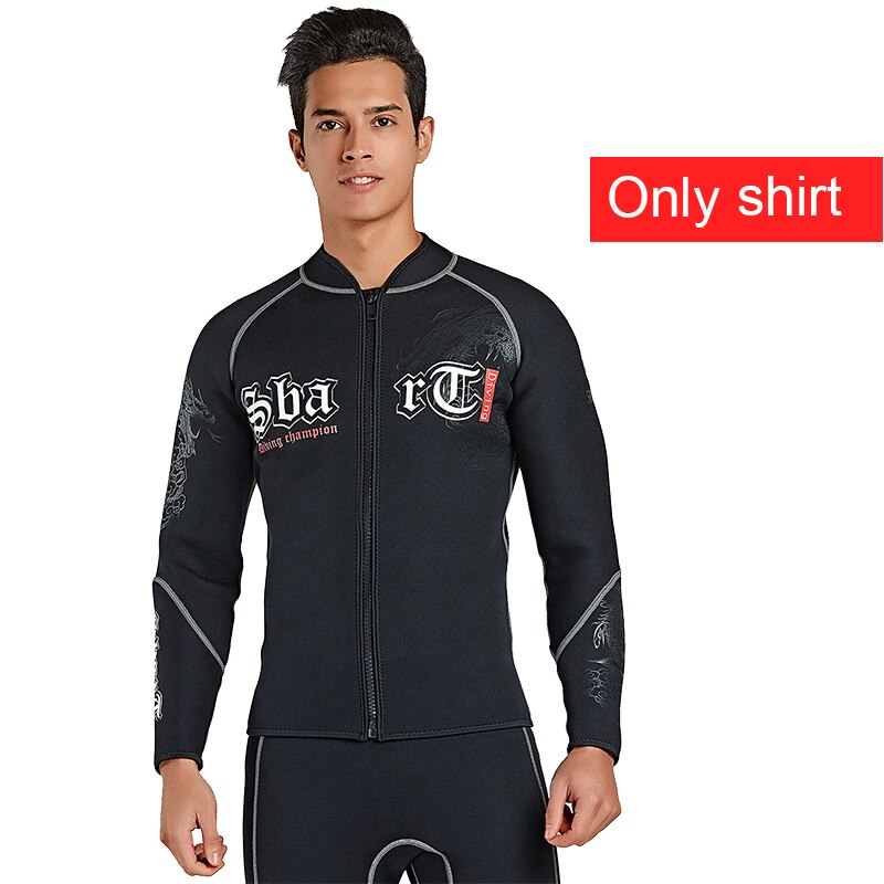 Mannen 3 Mm Warm Neopreen Wetsuit Jas Lange Mouw Zwarte Top Rits Surf Shirt Voor Duiken Zwemmen Snorkelen water Sport: 7053 shirt / XXL