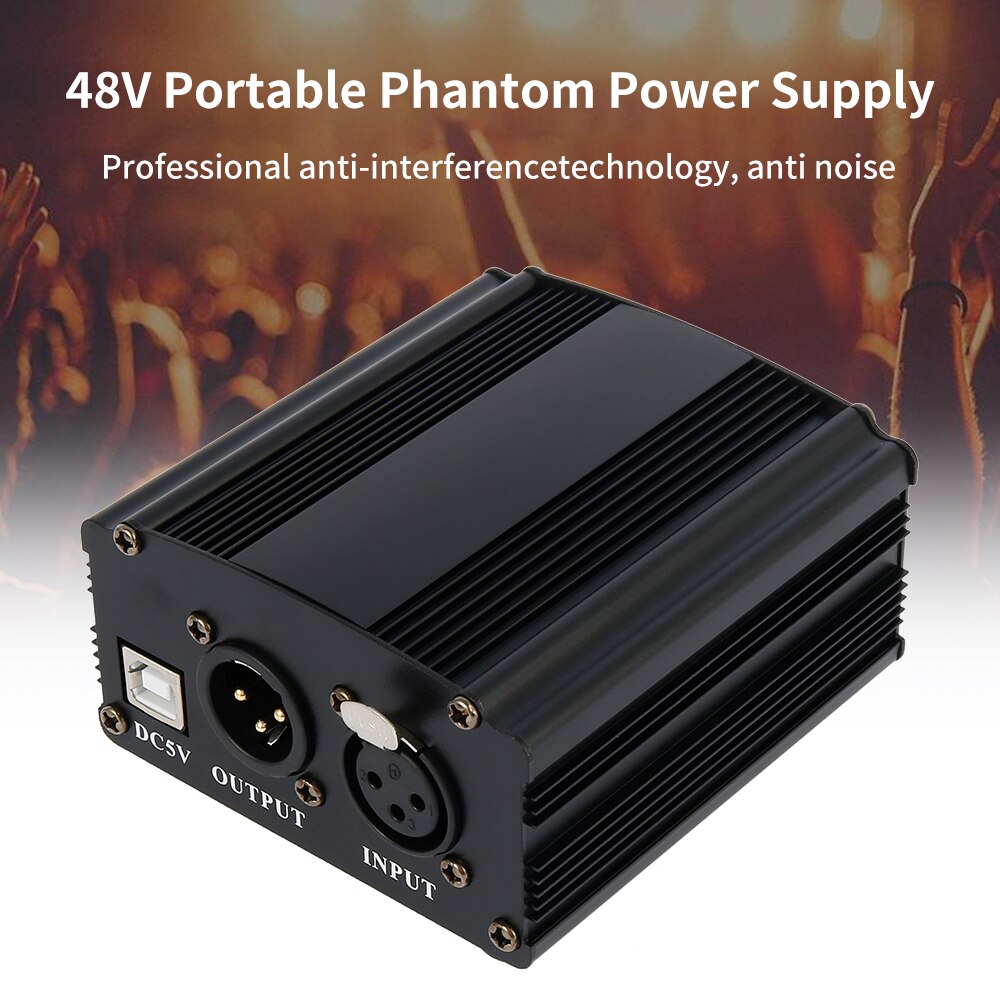 48V Portable Phantom Power Condenser Microphone Studio Recording Karaoke Supply Plug Audio Adapter Recording Studio Equipment