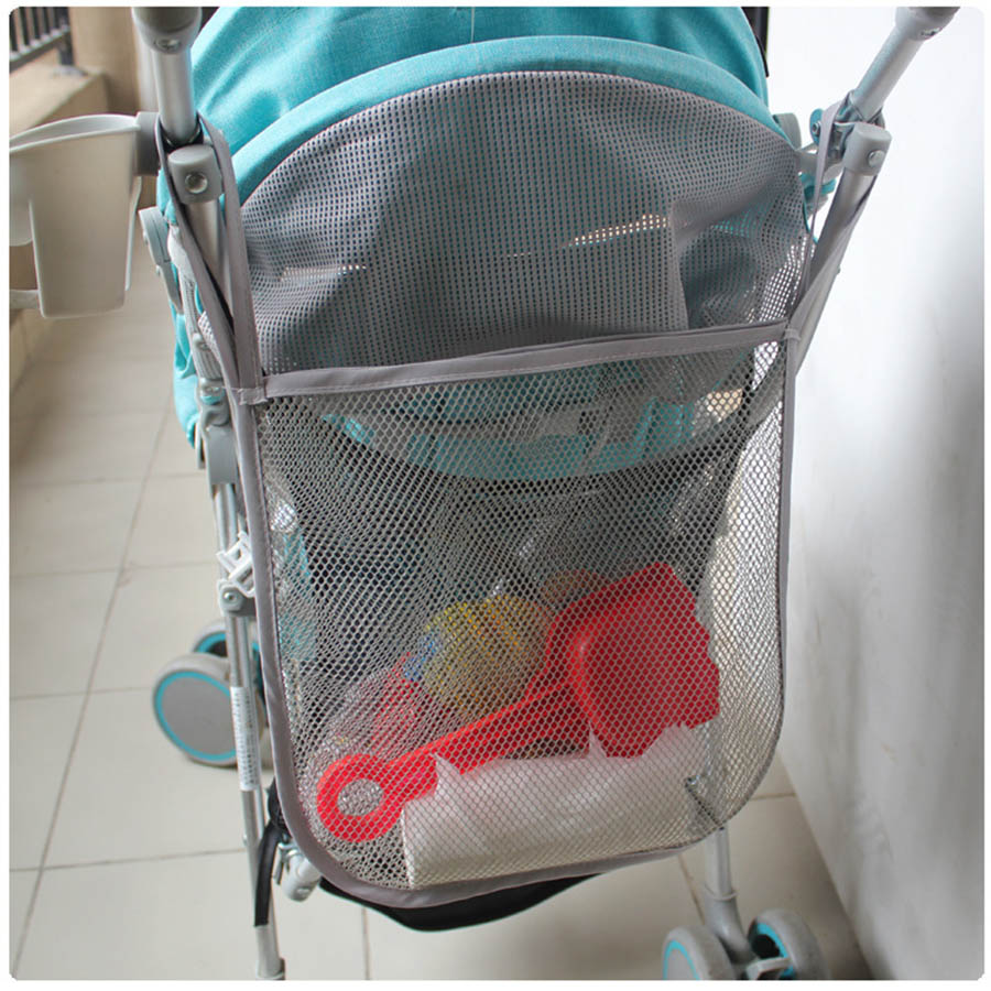 30*30cm baby klapvogn opbevaring mesh taske tilbehør sort trolley net lomme flaske ble opbevaring organizer taske holder