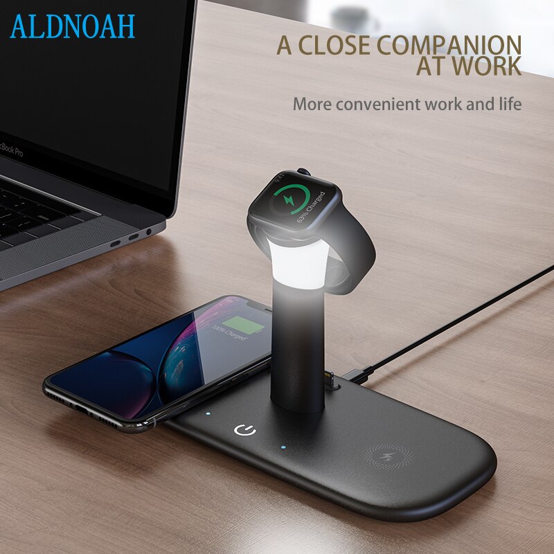 Multifunctional Wireless Charger 15W QI With Lamp QC3.0 Fast Charging Charger For iPhone Samsung Huawei Airpods Apple Watch