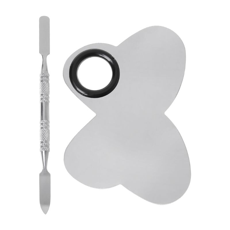 Stainless Steel Paint Palette Tray Mixing Rod Spatula Set For Nail Art Supply School Supplies Watercolor Oil Painting Makeup