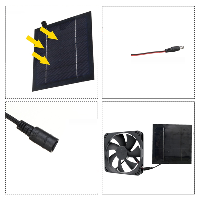 10W 12V słoneczny ekstraktor powietrza, zasilany energią słoneczną Mini wentylator do szklarni, psa, kurczaka, domu, Rv