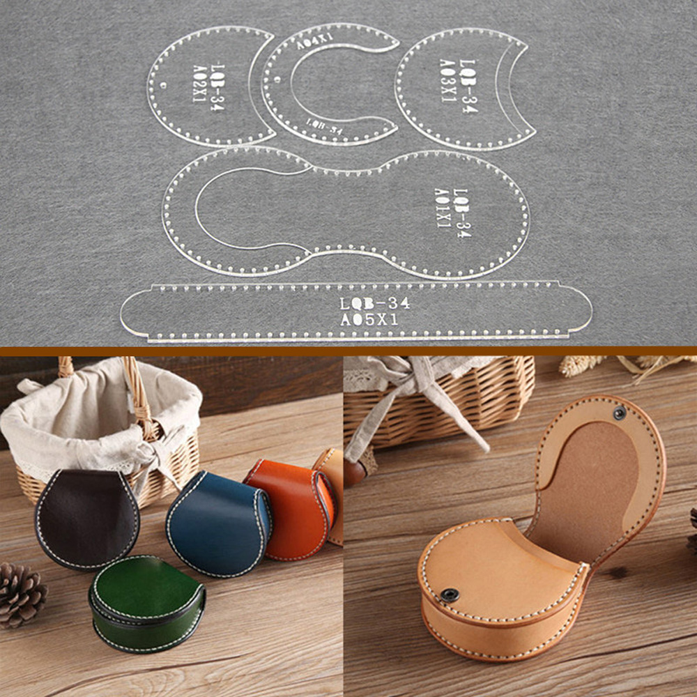 1PC Transparent Acrylic Wallet Template Horseshoe Pattern Coin Purse Stencil DIY Handmade Leather Tool Set