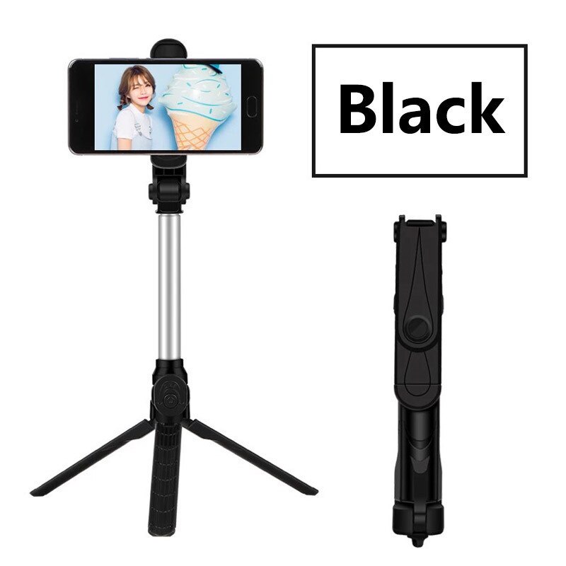 Bluetooth Selfie Stock Roreta 3 in 1 kabellos Faltbare Mini Stativ Erweiterbar Einbeinstativ mit Fernbedienung für iPhone IOS Android: Schwarz