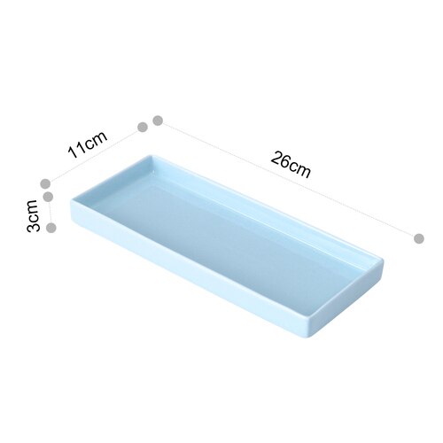 European ceramic sushi plate rectangular western food plate solid color home dessert snack food plate fish dish LB42317: blue