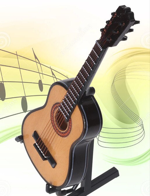 Handmade Mini Guitar Musical Instrument Model Wooden Birthday With Guitar Racker Musical Instrument Decoration