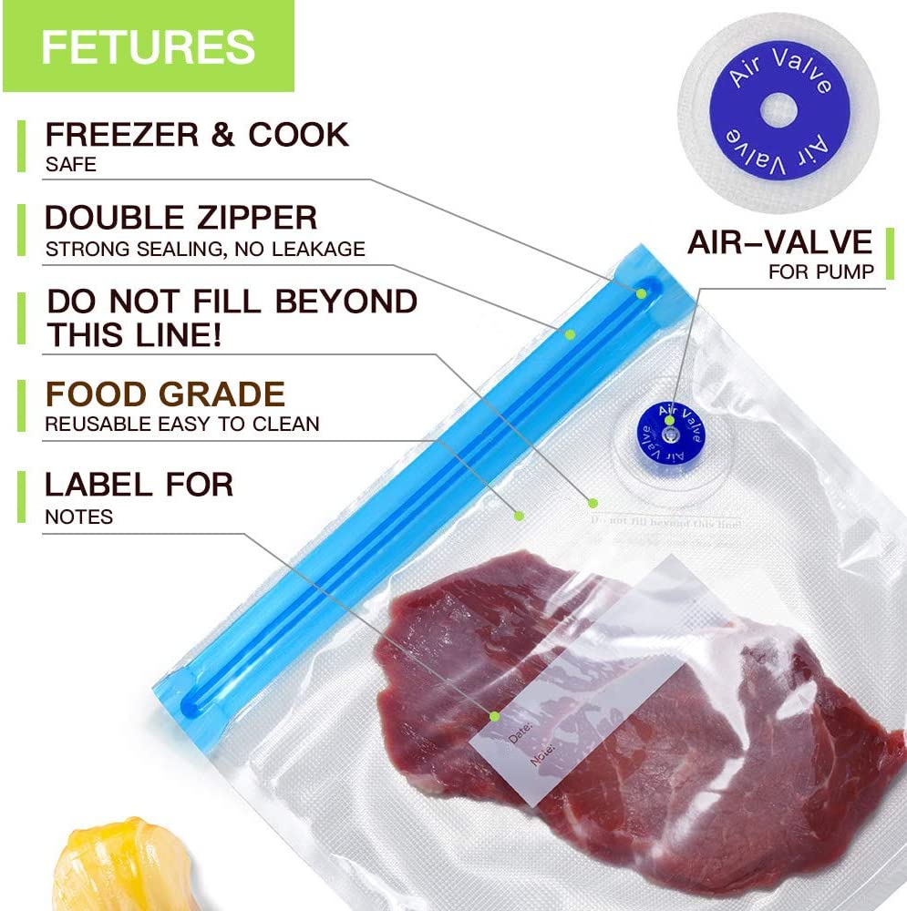 5 stk vakuumforsegler sous vide-poser hjemmekøkken genanvendelig madopbevaring lynlåspakker vacuumforseglerpose