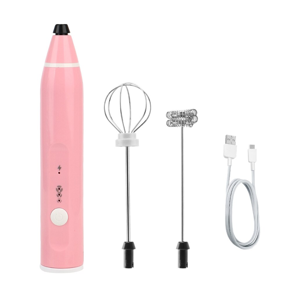 HILIFEElectric, mezclador de café, Espumador de leche, Espumador de café, Espumador de leche, batidor de huevos de mano, máquina mezcladora, accesorios de cocina: Rosa