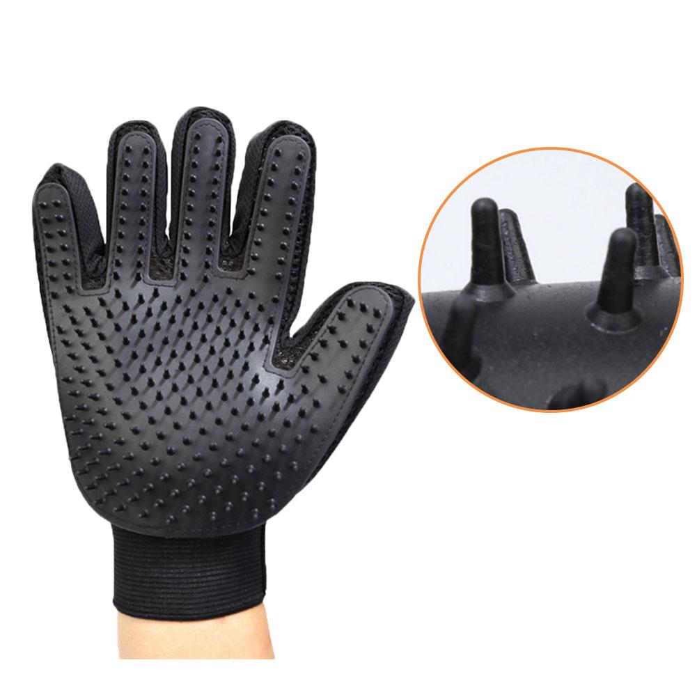 Guantes de aseo para mascotas, cepillo de Limpieza del cabello para perros y gatos, peine de goma negra, guante desodorizante con cinco dedos para mascotas, para perros y gatos,