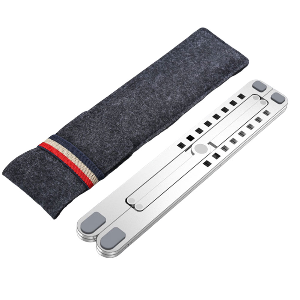 Laptophouder Riser Opvouwbare computerstandaard 8 hoeken verstelbaar aluminiumlegering voor MacBook HP Dell Lenovo 11-17,3 inch laptops: Zilver