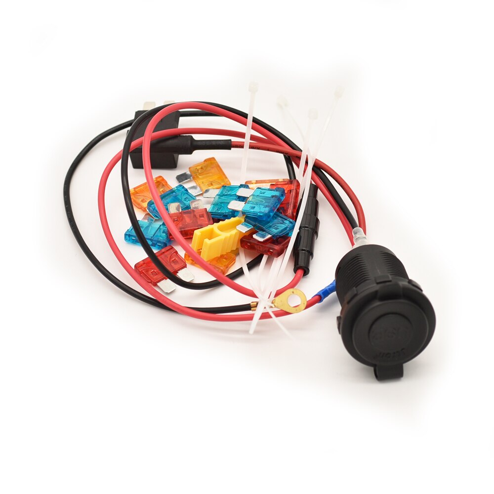 Jtron car fuse tap turn dual USB sockect adapter DC12V 10A cable extention 60cm with blad fuse full kit for RV boat