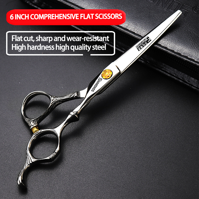 6/7 Inch Professionele Kapper Schaar Set 440C Japanse Staal Kappers Dunner Snijden Duitsland Haar Snijgereedschappen: Black