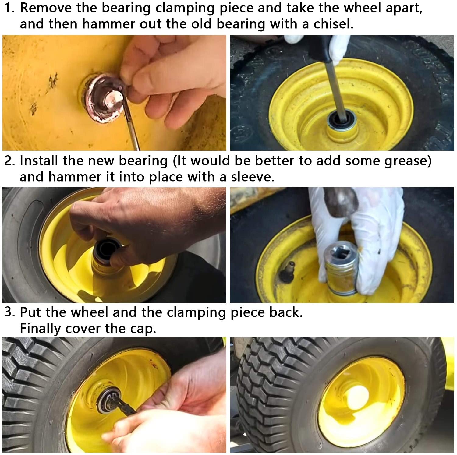 8 PCS Flanged Ball Bearings ID 1/2" x OD 1-3/8" for Lawn Mower, Generators, Wheelbarrows, Carts Fit for Marathon, Stens, Sunbelt