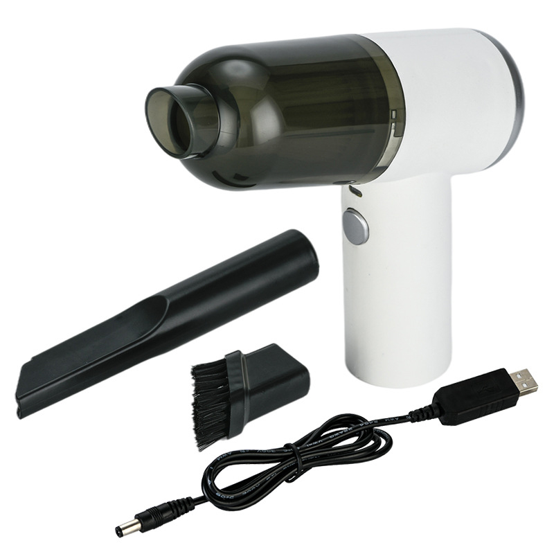 Plumero de aire portátil para coche, aspirador de coche inalámbrico de mano recargable por Usb, Mini aparatos de limpieza: Blanco