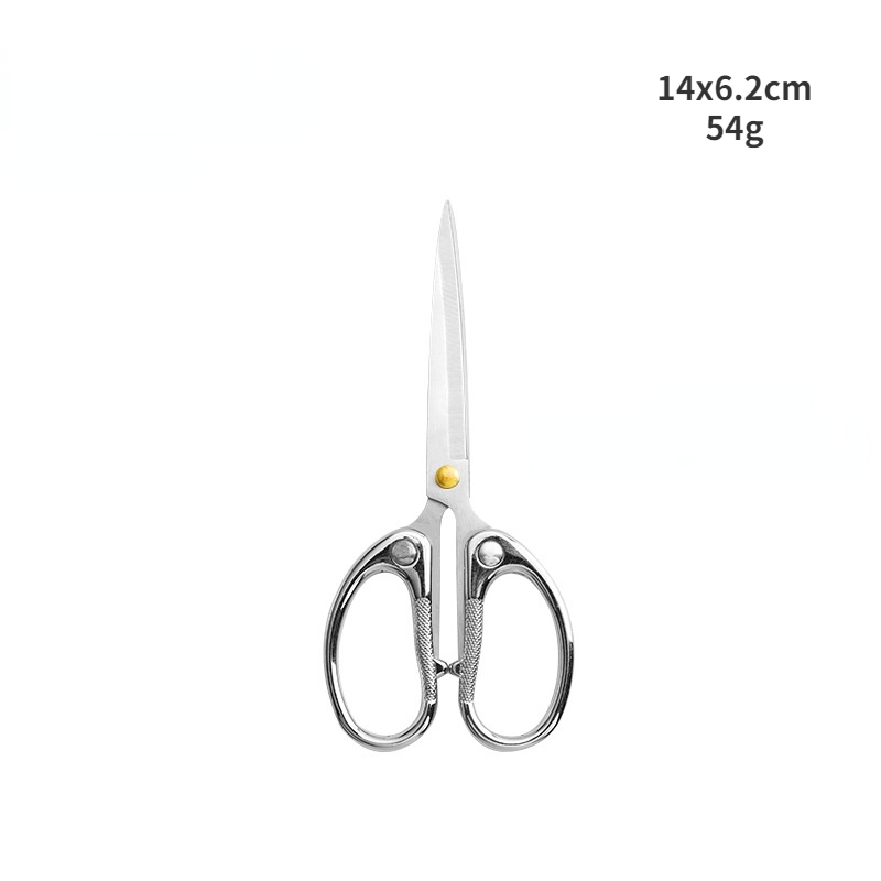 Office Scissors Stainless Steel Zinc Alloy Paper Cutting Scissors Children Students Cut Stationery Scissors: Silver 2