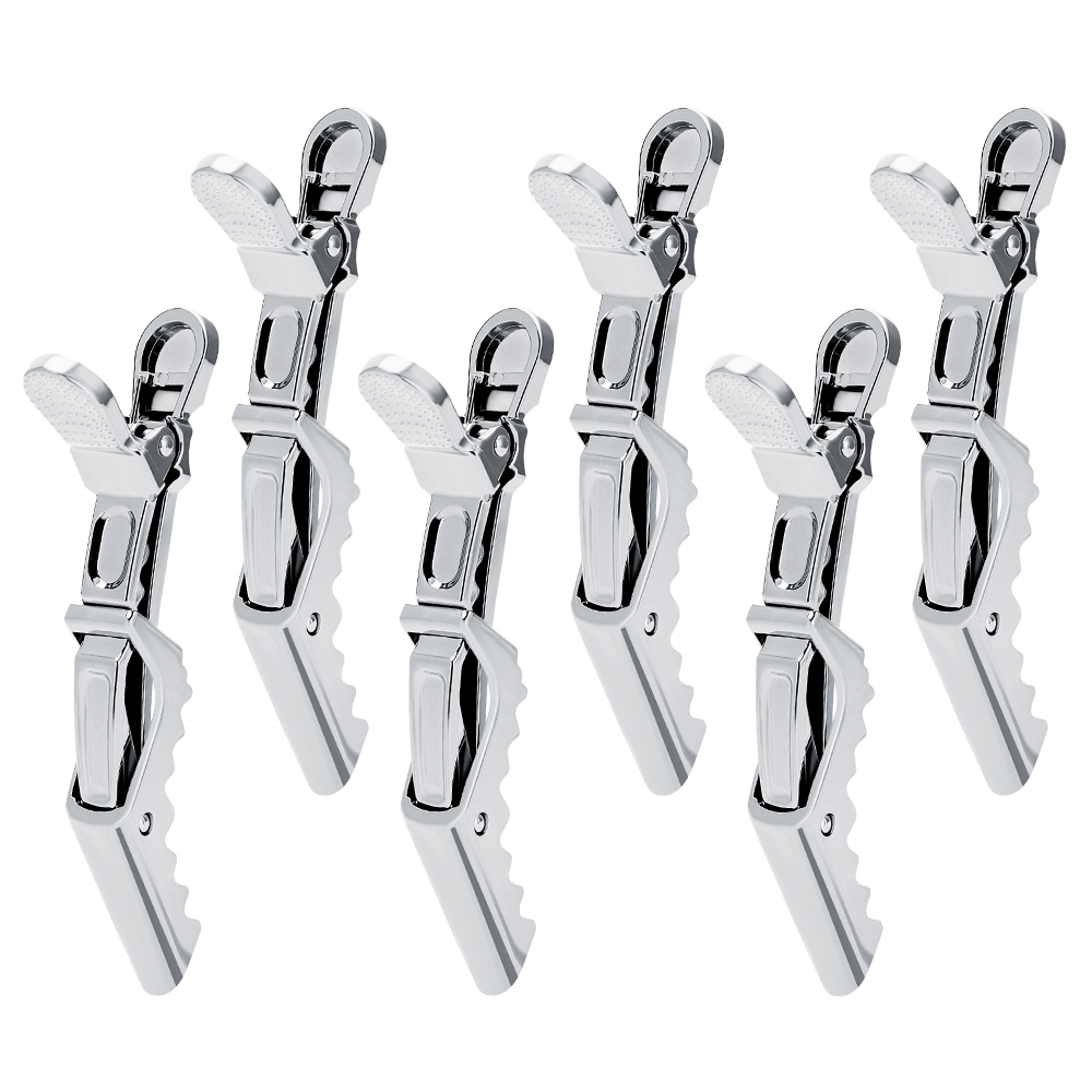 6 stks/partij Plastic Alligator Haar Clips Kappers Klemmen Klauw Sectie Kapper Styling Tools voor Salon Haarspeld Accessoires: Zilver