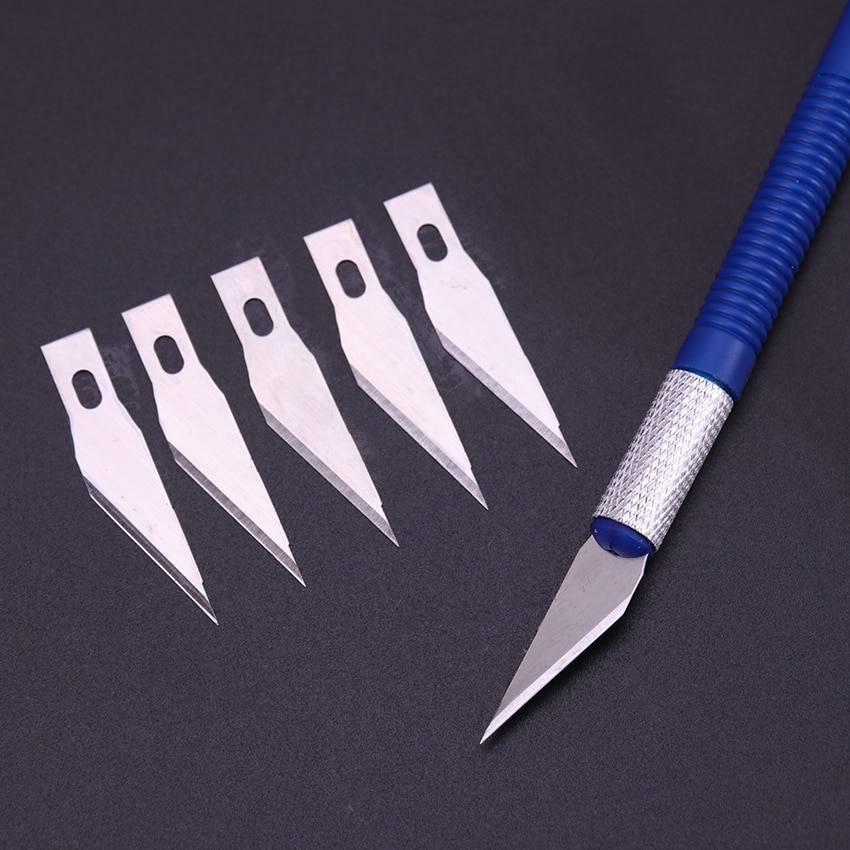 1Pc Mes Met 6 Blades Graveren Ambacht Antislip Plastic Scalpel Handje Cutter Carving Gereedschap