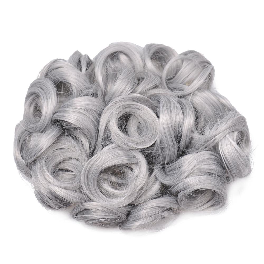 Delice – Chignon en filet élastique pour femme, postiche synthétique, bouclé, , gris, avec deux peignes en plastique, couvre-cheveux, accessoire de mariage