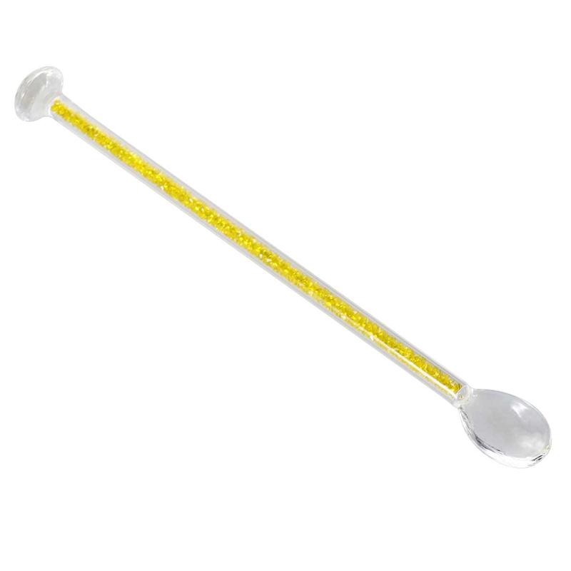 1PC Round Top Stir Stick Crystal Swizzle Stick Glass Cocktail Pick Shiny Gold Glitter Drink Stirrer for Bar Home Holidays Party: Yellow