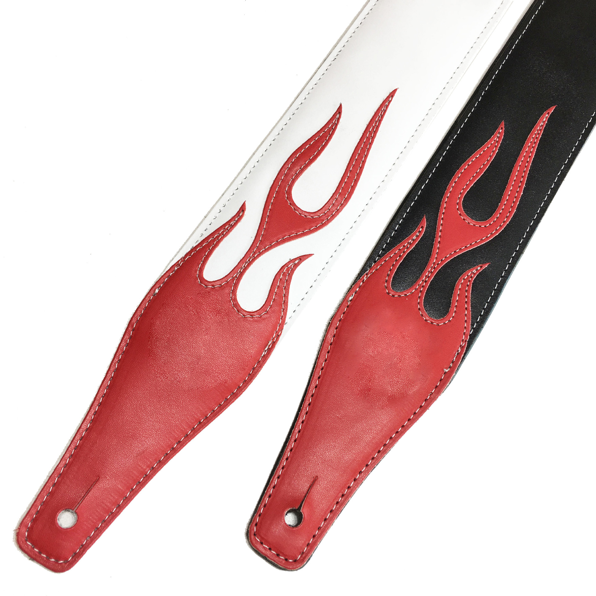 Vorson-correas de guitarra para bajo, correa de cuero con personalidad, serie llama roja, accesorios de correa de guitarra, correas de relámpago blancas y negras