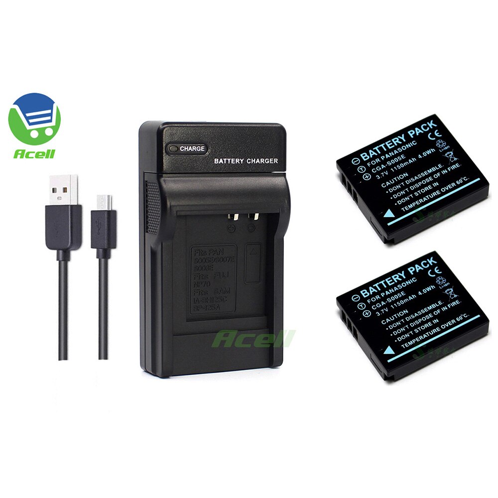 CGA-S005E Battery + USB Charger for Panasonic DMC-LX3 DMC-LX2 DMC-LX1 DMC-FX180 DMC-FX150 DMC-FX100 DMC-FX12 DMC-FX9 Camera