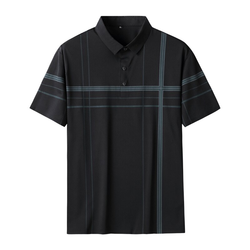8XL 7XL 6XL Summer Business Teeshirt Homme Loose Mens Polos Shirts Casual Short Sleeve Polo Shirt Men Clothing: black / 5XL