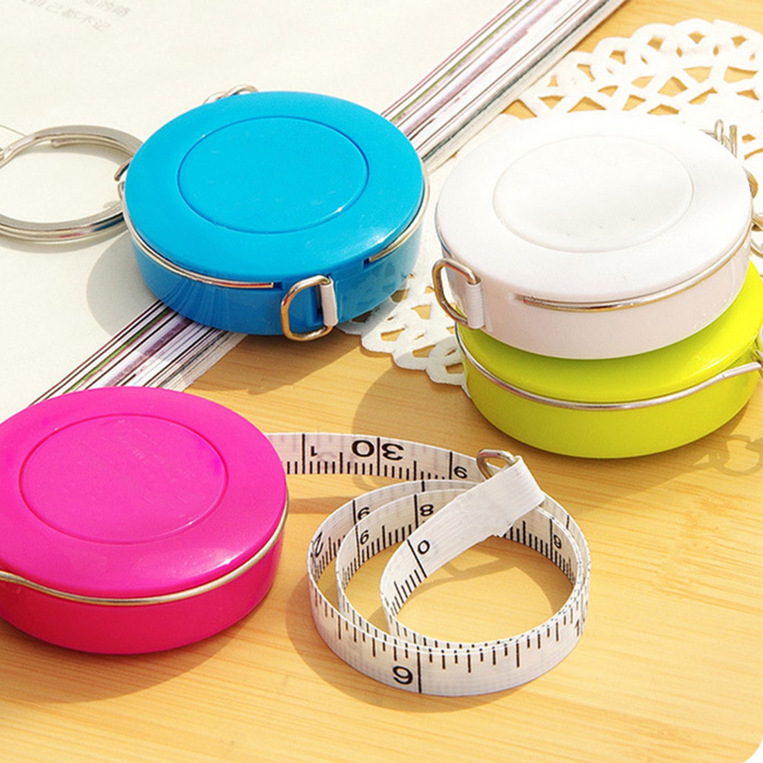 mini przenośna miarka 1.5m wysuwana linijka centymetr/cal mała miarka linijka cukierki kolor ładny wzór robić podróży