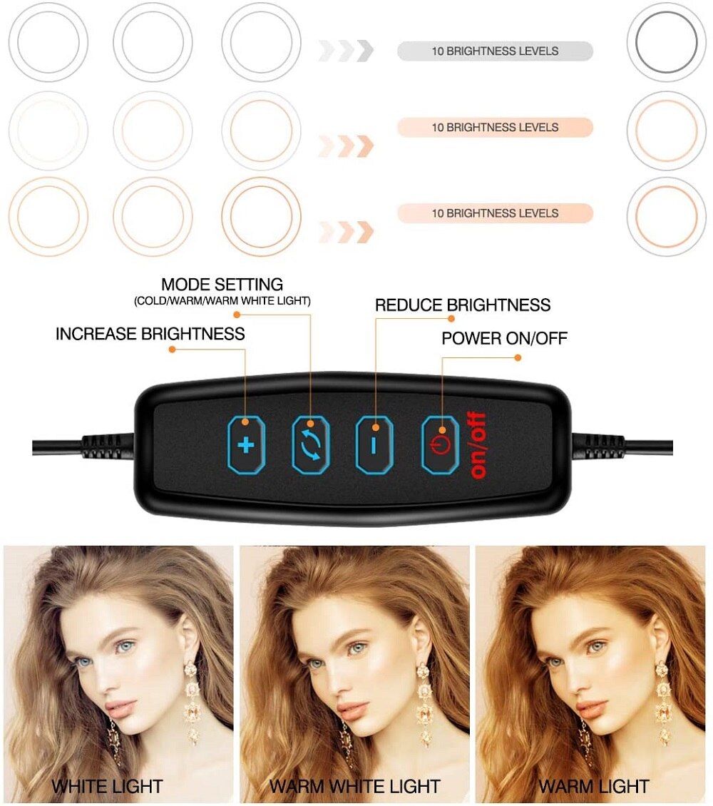 10 pollici 26 centimetri USB LED Anello di Luce Flash Fotografia Lampada Con 1.6m Treppiede, illuminazione dimmerabile Illuminazione Anulare per il Video/Fotografia