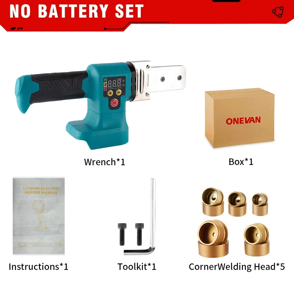 ONEVAN 1400W Cordless Plastic Welding Machine PE/PPR/PB/PPC Pipe Melter Pipe Welding Machine Max 320° For Makita 18v Battery: WHITE