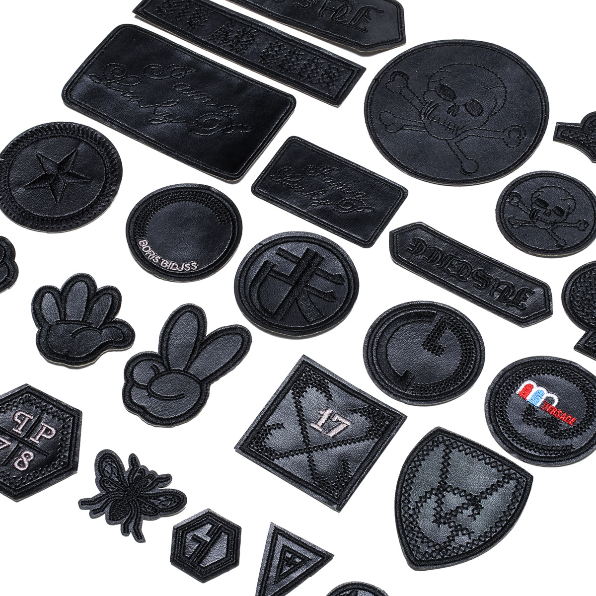 Parche de PU de cuero negro, pegatina de tela para reparación, insignias bordadas, parches para pantalones de cuero vaquero, apliques para ropa, parches para planchar